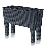 Prosperplast Blumenkasten Rato Case High inkl. Bewässerung und abnehmbaren Beinen, Anthrazit, 25 x...