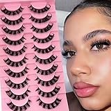 10 Paare 3D Künstliche Wimpern Russische Falsche Wimpern Natürlicher Look, Curly Cat Eye Lashes D...