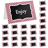 25 Stück Ein Picknick machen Preisschilder Aufsteller,Rotes Gingham-Zeltkarten...