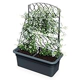Kunststoff Blumenkasten anthrazit mit Rankgitter - 80 x 59 cm - Garten Pflanztopf mit Kletterhilfe -...
