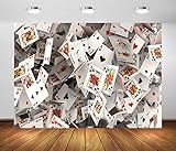 BELECO 1,5x1m Stoff Poker Hintergrund - 3D Spielkarten Fotografie für Casino Party, Las Vegas Party...