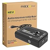 maxx.onLine Antennenverstärker mit 2 Ausgängen, Verstärkung 20 dB, 5G / LTE Filter für DVB-T2,...
