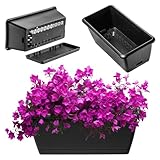 KADAX Blumenkasten 40 cm, Anthrazit – Pflanzkasten aus Kunststoff mit Untersetzer, wetterfest und...