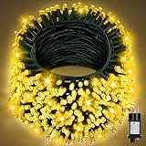 Lichterkette Außen 60M 530LED, Warmweiß Lichterkette Außen Strom mit Timer,Lichterkette...