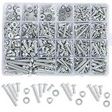 1080 Stück M3 M4 M5 M6 verzinkte Schrauben und Muttern Set mit Unterlegscheiben –...