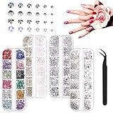 5800 Stück Strasssteine, Glitzersteine Gesicht Rhinestones Nail Gems mit Pinzette Diamanten für...