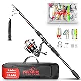 Paradox Fishing Angelruten Set zum Spinnfischen 2,4m Wg. 15-40g I Teleskop-Rute mit Rolle, Ködern,...