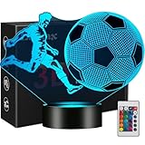 Fussball Geschenke Jungen, Fußball Geschenke für Jungs, 3D Nachtlicht Kinder Optische Täuschung...