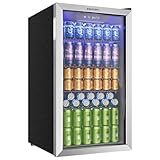 EUHOMY Getränkekühlschrank, Minikühlschrank für 126 Dosen mit Glastür, kleiner Kühlschrank mit...