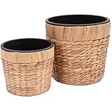 Decorasian 2er Set Blumentopf rund geflochten aus Seegras mit stabilem Kunststoffeinsatz zum...