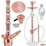 DILAW® Shisha Komplettset Rubin Edelstahl 75cm | Wasserpfeife Hookah 3 Anschlüsse inkl. Bowl,...
