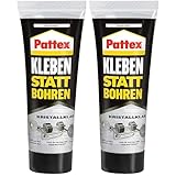 Pattex Kleben statt Bohren Montagekleber 2 x 90 g Tube, für kristallklare Verklebungen, Baukleber...