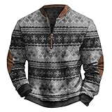 DENGJIAMY Herren-Pullover mit Viertelreißverschluss, trendiges Vintage-Sweatshirt, Herrenmode,...