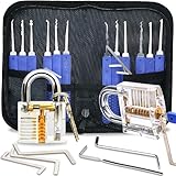 Retoo Lockpicking Set 17 Stück Dietrich Set, 12 Picks und 5 Drehmomentschlüssel, Das perfekte Lock...