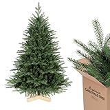 SALCAR Weihnachtsbaum künstlich 180 cm mit Holzständer, PE naturgetreue Spritzguss Elemente & PVC...