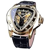 DAXIAOYU Fashion Triangle Golden Skelett Movement Mysterious Men Automatic Mechanical Wrist Watch,...