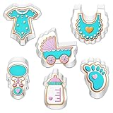 6Stk Baby Shower Ausstechformen Set,Baby Ausstechformen,Edelstahl BabyParty Ausstecher,6 Verschieden...