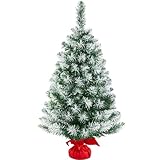 Yaheetech 90 cm Weihnachtsbaum mit Schnee, Mini Kunstweihnachtsbaum, Tisch-Weihnachtsbaum,...