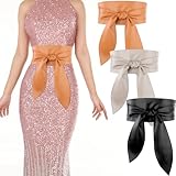 Alidodie Obi-Gürtel für Damen, modisch, PU-Leder, breiter Bund, geknoteter Gürtel für Kleid, 3...