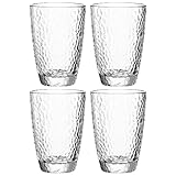 Leonardo Matera Trinkgläser Set 4-teilig - Hochwertiges Glas in Hammerschlag-Optik - Inhalt 340 ml...