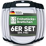 Loco Bird 6er Set Frühstücksbrettchen aus BPA freien Kunstoff - 25x16cm - Spülmaschinenfest -...