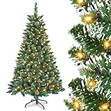Aufun Künstlicher Weihnachtsbaum Tannenbaum mit Beleuchtung 250 LED warm-weiß inkl. Metallständer...