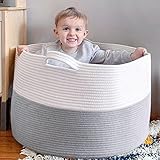INDRESSME XXL Aufbewahrungskorb Groß Korb Baumwolle Seil Wäschekorb Wäschesammler für Decken...