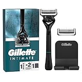 Gillette Intimate Nassrasierer Herren, Rasierer + 2 Rasierklingen, mit Duschaufhänger für einfache...