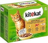 KITEKAT Portionsbeutel Multipack Bunte Vielfalt in Sauce 1x 12x85g, Katzenfutter, Nassfutter