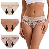 INNERSY Periodenunterschwäsche Spitze Menstruation Unterwäsche Baumwolle Periode Slip 3er Pack (L,...