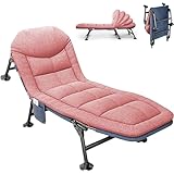 TerraVibe Sonnenliege Klappbar mit Verstellbarer Rückenlehne, Klappbare Gartenliege mit Auflage,...