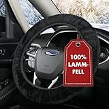 WALSER Lammfell Lenkradbezug, 100% Lammfell Lenkradschutz, Lenkrad Bezug Fell, Auto Winter Zubehör,...