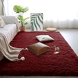 FEIJUAND Flauschiger Hochflor Teppich 110 x 120 cm rutschfest Flauschiger Weichen Teppich Waschbar...