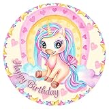 J&M DECO Tortenaufleger Geburtstag - Tortendeko Einhorn Mädchen - Geburtstagskuchen Deko aus...