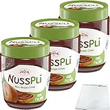 Nusspli Nuss-Nougat-Creme ohne Palmöl 3er Pack (3x300g Glas) + usy Block