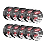 ERKO Isolierband Schwarz 15mm x 10m Set 10 Stück Hochflexibles PVC Elektroisolierband - Stark...