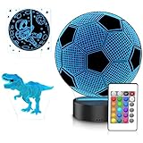 CSL-Computer Mybeo - Nachtlicht dimmbar 3D Hologram – Dinosaurier Mond Fußball - Lampe mit 3...