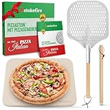 STOKEFIRE Premium Pizzastein | Codierit Stein für Backofen, Gasgrill & Holzkohlegrill inkl....