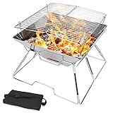 Odoland Grillen Set Camping Grill, 304 Edelstahl Grill Tor, schwere tragbare Camping Grill mit...