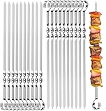 20 Stück Edelstahl Grillspieße, Lange Grillspieße Kebab Spieße, Wiederverwendbare Edelstahl...