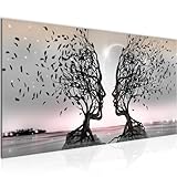 Runa Art Wandbild Liebespaar 1 Teilig 100 x 40 cm Modern Bild auf Vlies Leinwand Abstrakt Baum...