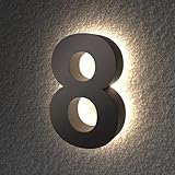 LED-Hausnummern mit Hintergrundbeleuchtung, 17,8 cm, Edelstahl und Acryl, beleuchtet (17,8 cm, 8)