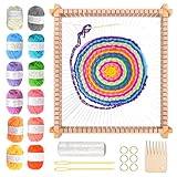 SUNOYA Holz Webrahmen, Webrahmen Erwachsene, Webrahmen Kinder, 28 X 25 cm, mit 12 Farben DIY...