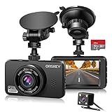 ORSKEY Dashcam Auto Vorne und Hinten inkl. 32GB SD-Karte 1080P Full HD Autokamera Doppelobjektiv...