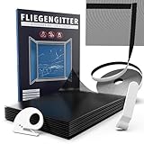 Fliegengitter Fenster [130x150cm + Schneidewerkzeug] Insektenschutz mit Klettband – Moskitonetz,...