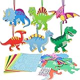 LAMEK 12 Sets Dinosaurier Bastelset Kinder Kreativsets zum Basteln DIY Bastelhandwerk Kreativ...