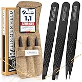KLINGENHELD® Profi Pinzetten-Set mit ComfortGrip-Spitzen & Anti-Rutsch Griff - Maximaler Halt &...