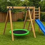 Nestschaukel Ø100 cm - Runde Girlande Schaukel Grün - Storchnest Schaukel für Outdoor - Outdoor...