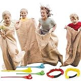 JOYIN 4 Spieler Outdoor Rasen Spiele, Spiele Gartenspiele， Potato Sack Race Bags, Eier und Löffel...