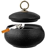 Mexgcom Aschenbecher mit Deckel, Robuster Sturmaschenbecher für Draußen, Windaschenbecher aus...